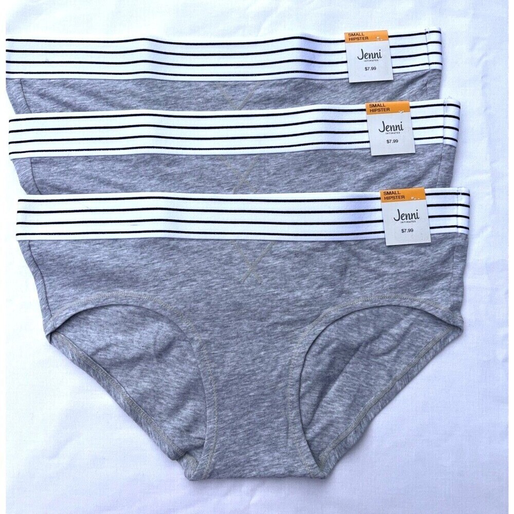 Jenni Intimates Lot of 3 Hipster Panties Underwear Heathered Gray Size Small NWT